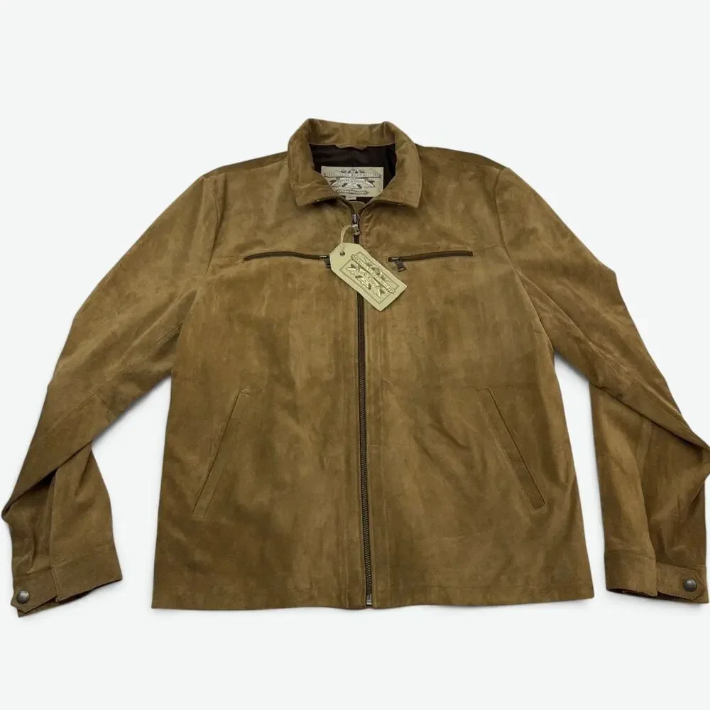Banana Republic Suede Leather Jacket Mens XL Brown Travel Safari VTG with Tags